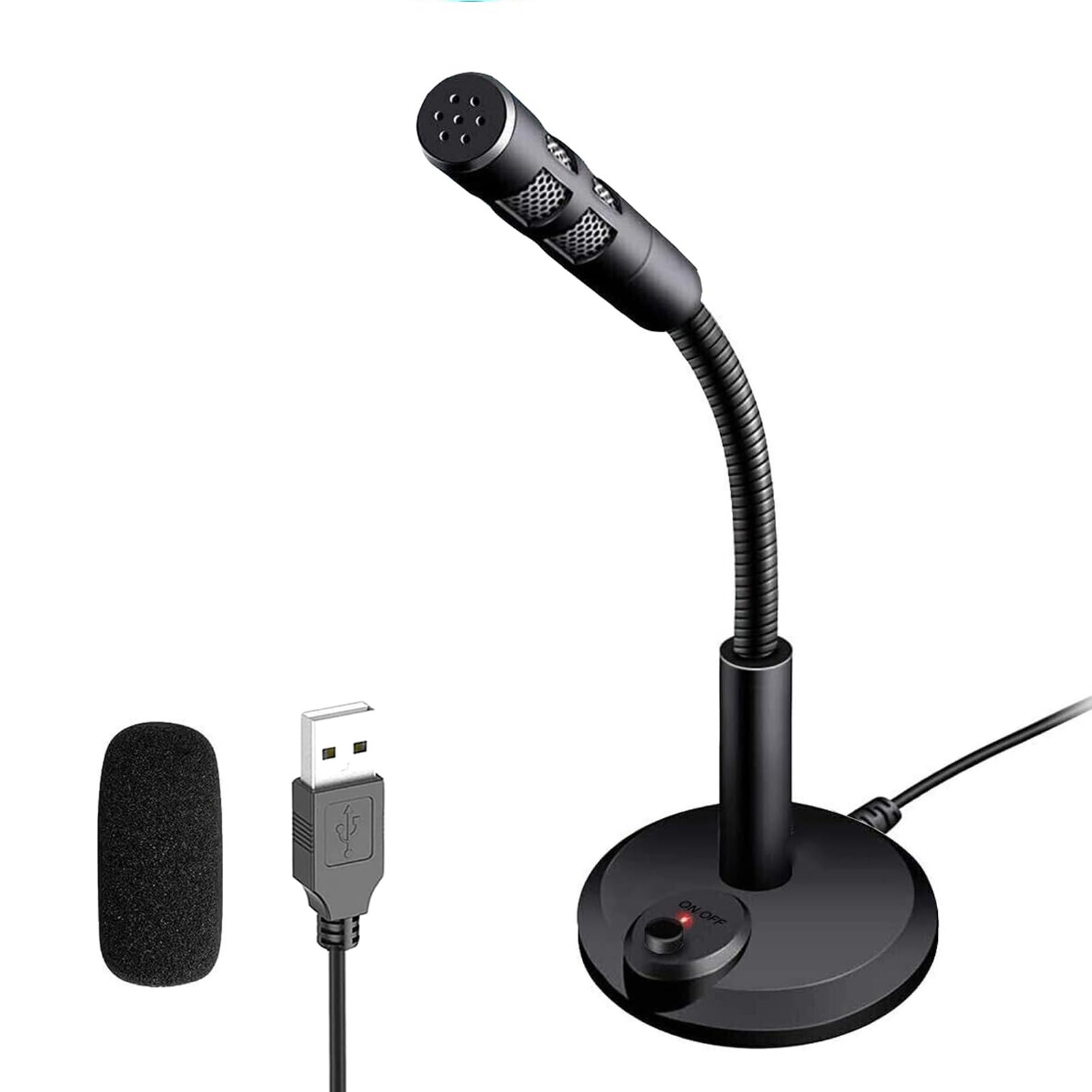 Usb Computer Microphone,Plug And Play Desktop Pc Laptop Microphone With Mute Button And Led Indicator For Streaming,Podcasting,R